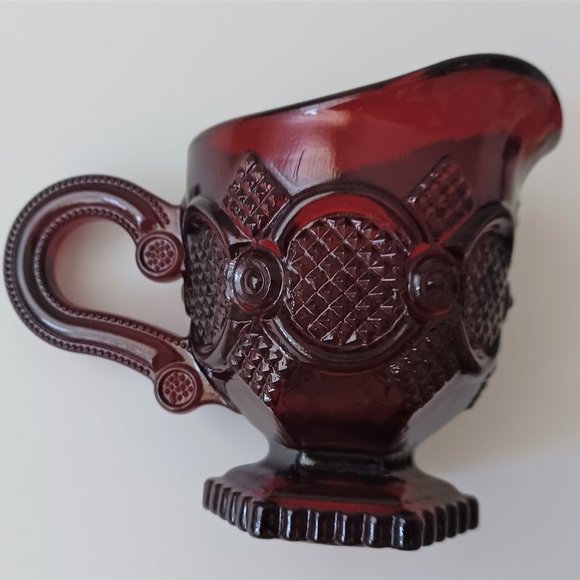 Vintage Avon Cape Cod Collection Ruby Glass 2 Goblets and 1 Creamer 1970s - Picture 7 of 15